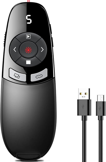 Rechargeable Presentation Clicker Wireless Presenter Remote w Laser Pointer by HEYLACOOLX