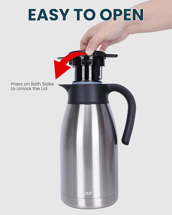 GiNT 64Oz Thermal Coffee Carafe, Insulated Stainless Steel Coffee Carafes - Image 6