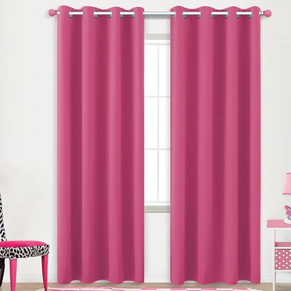 KOUFALL Hot Pink Curtans 96 Inches Long by KOUFALL