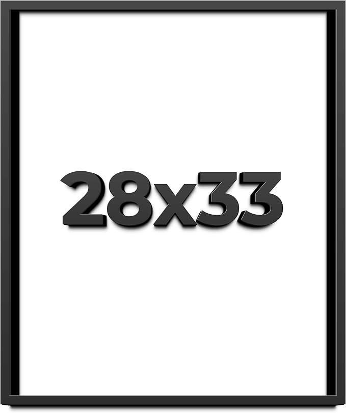 28x33 Shadow Box Frame Black | 1 Inch Deep Solid Wood Shadowbox Display Frame | by CustomPictureFrames