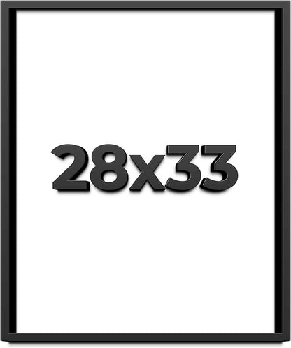 28x33 Shadow Box Frame Black | 1 Inch Deep Solid Wood Shadowbox Display Frame | by CustomPictureFrames