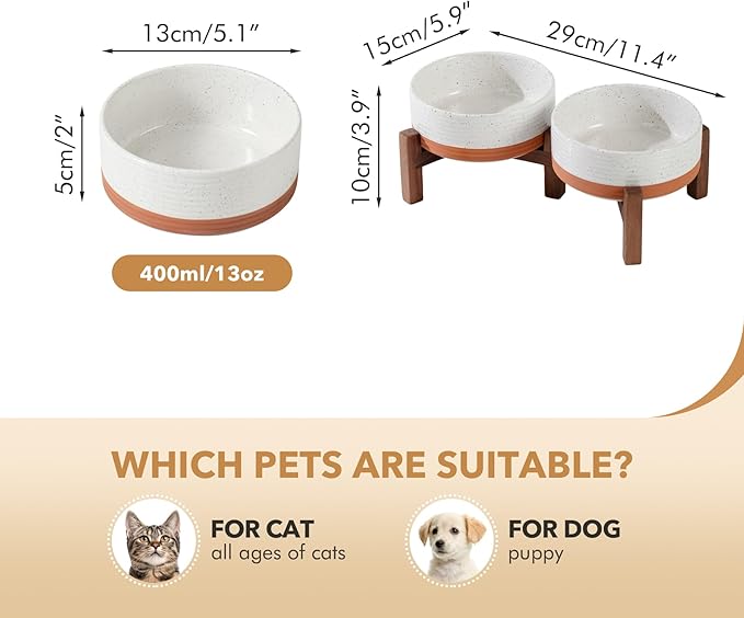 Ceramic 5.1inch Raised Double Bowls Set - Image 2