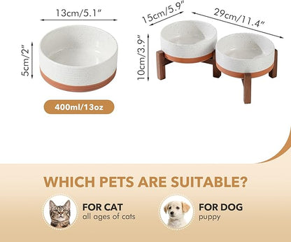 Ceramic 5.1inch Raised Double Bowls Set - Image 2