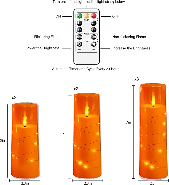 Flameless Candles with Embedded Star String, Battery Operated LED Pillar - Image 5