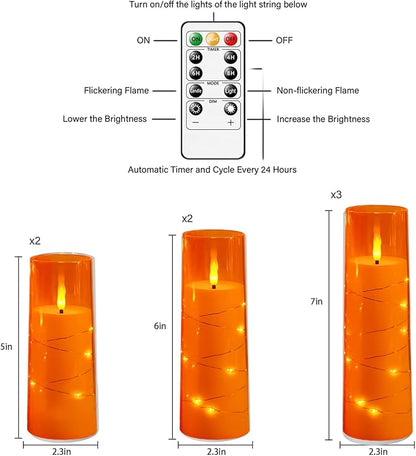 Flameless Candles with Embedded Star String, Battery Operated LED Pillar - Image 5