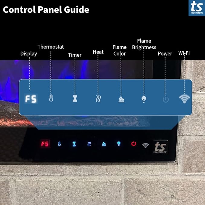 Touchstone Smart Electric Fireplace-The Fury 65" Wide- 4.5" Thin in Wall - Image 11