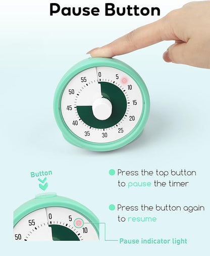 Visual Timer for Kids with Pause Button, 60-Minute Countdown Timer with Silent - Image 4