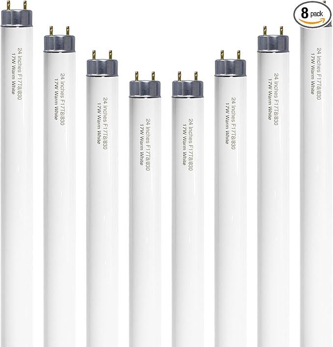 24 inch F17T8/830 17 Watts Light Bulb Warm White, 2 Foot Straight Fluorescent by Konideke