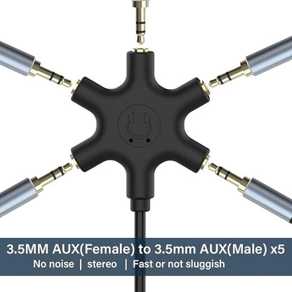 sovunis Multi Headphone Audio Splitter, 5-Way 3.5mm Jack Stereo Headset Adapter - Image 6