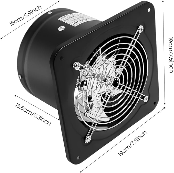 XUFOPLY 6 Inch Exhaust Fan, 110V 40W Wall Mounted Vent Fans 2600RPM Kitchen - Image 8