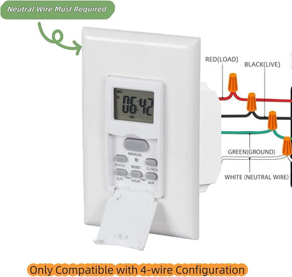 in Wall Digital Timer Switch, Indoor 7 Day Light Switch timers, 15A - Image 5