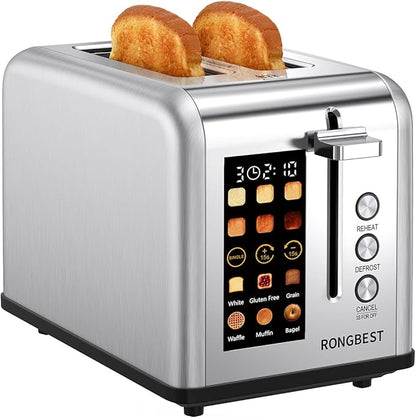 2 Slice Easy Touch Screen Toaster, Stainless Steel Toaster - Image 2