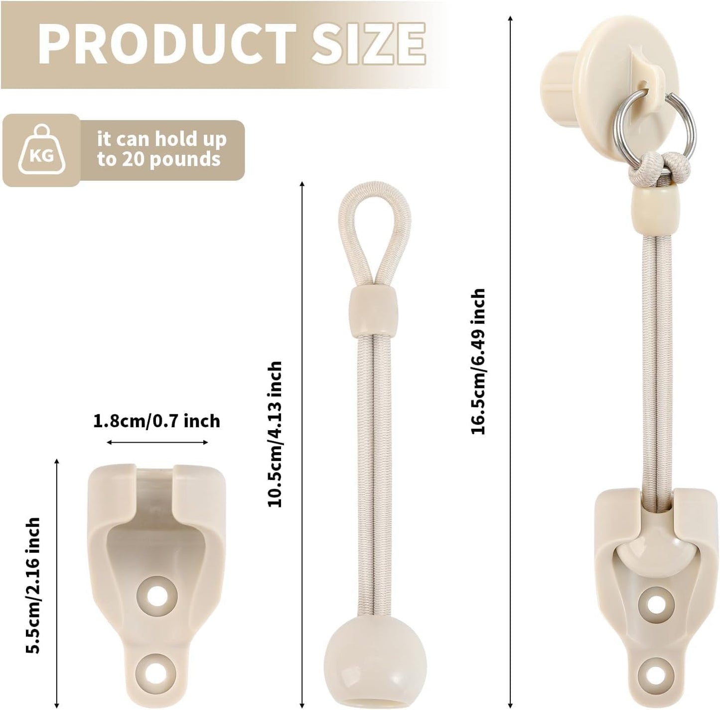 Coolaroo Sun Shade Replacement Bungee Kit & End Cap, 1 Set, Beige | Weather Resistant, For Outdoor Roller Blinds and Shades
