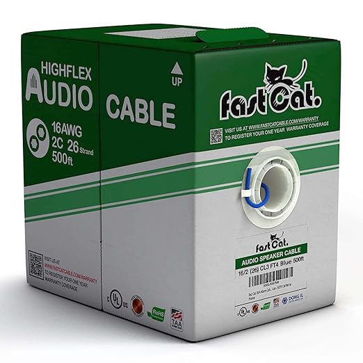 fast Cat. Speaker Wire 16 Guage 2C, UL Listed & CMR/CL3R-FT4 Rated by CONNECTIVITYviafastCat
