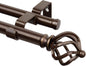 KAMANINA Double Curtain Rods for Windows 72 to 144 Inches Bronze | Heavy Duty 7/8 In, Adjustable, Long Dual Drapery Rod for Living Room, Bedroom, Easy Install, Decorative Twisted Cage Finials