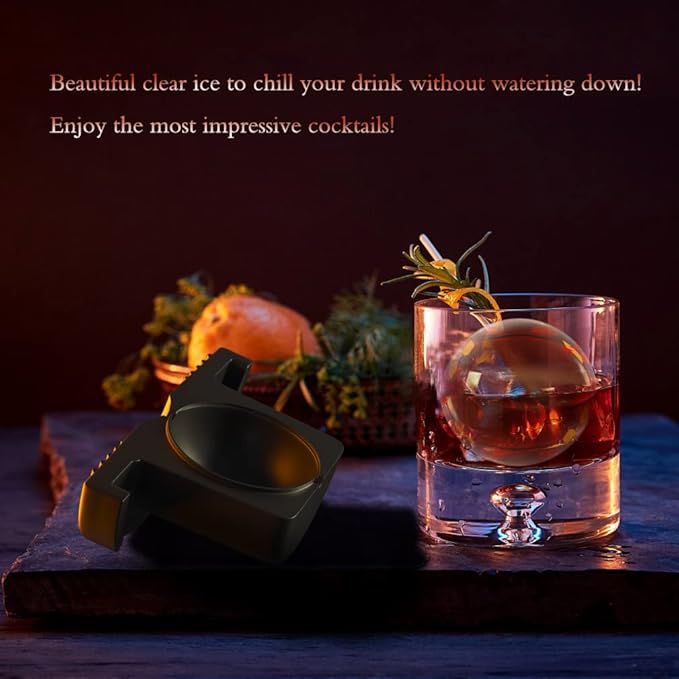 TINANA Clear Ice Ball Maker, 2.5” Clear Ice Cube Tray Make 1 Large Sphere Ice - Image 4