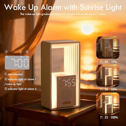 WILIT Digital Alarm Clock Sunrise, 9 Sleep Aid Sounds Wake up Light - Image 2