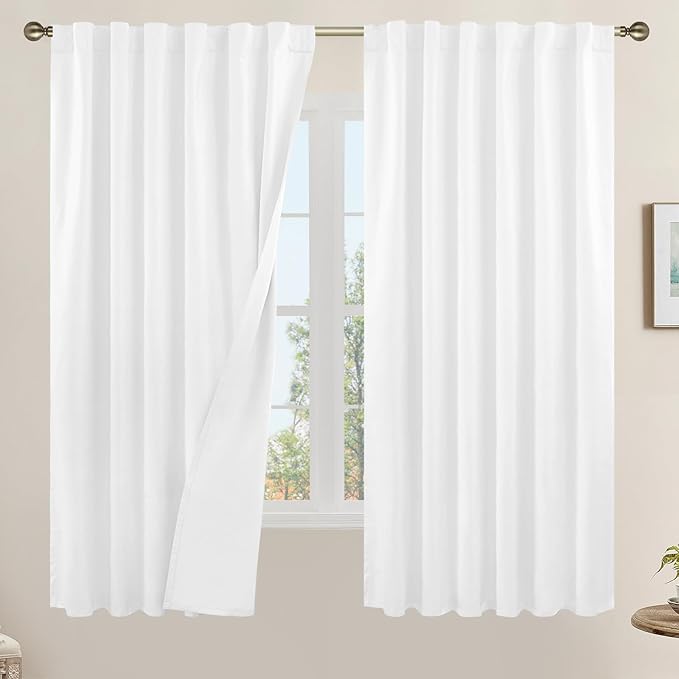 LAMIT 100% White Blackout Curtains by LAMIT