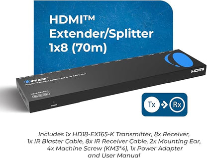 OREI 4K 1x8 HDMI Extender Splitter Multiple Over CAT 6/7 Cable - Image 10