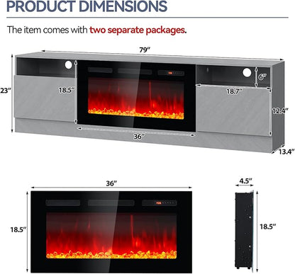 Fireplace TV Stand with Two Hinged Doors - Image 2