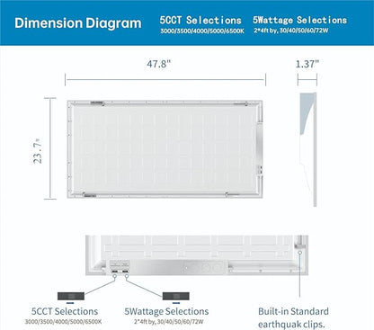2x4 FT LED Light Flat Panel, 5 CCT 3K | 3.5k | 4K | 5K | 6.5K, Dimmable - Image 6