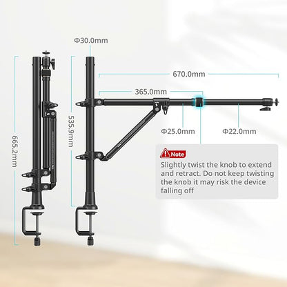 SMALLRIG Triangle Camera Desk Mount, Max. Load 3kg/ 6.6lbs, Overhead Mount - Image 7