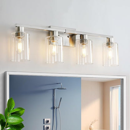 SOPEAS 4 Light Bathroom Light Fixtures, Brushed Nickel Modern Bathroom Vanity by SOPEASGlobalperspective