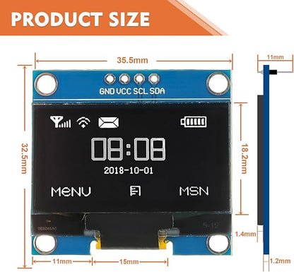 JAMHER 1.3 Inch I2C IIC OLED Display Module 128x64 Pixel Mini Self-Luminous - Image 3