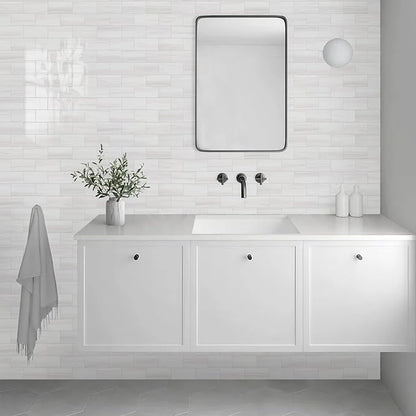 Vamos Tile 100-Piece Glossy Dolomite White Peel and Stick Backsplash Tile - Image 5