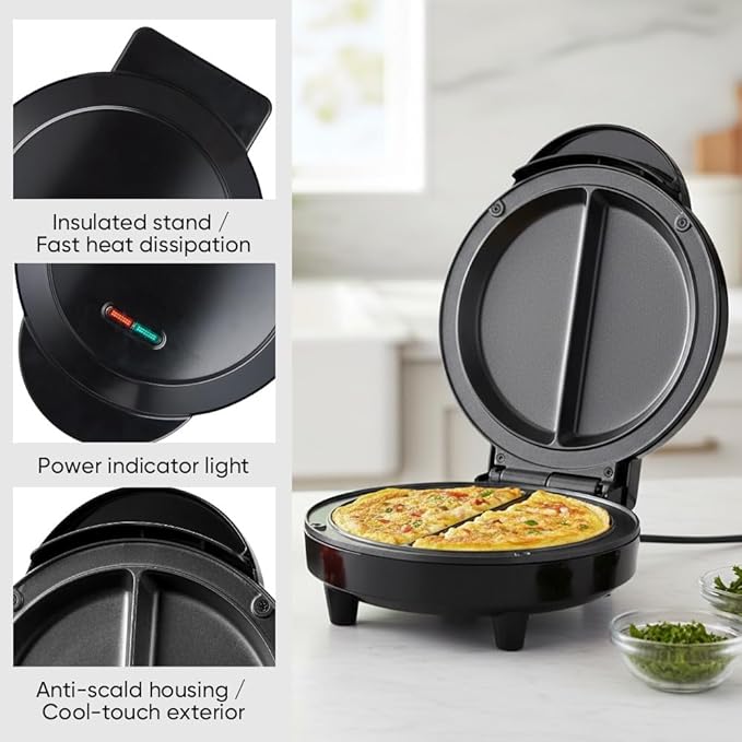 Saker Dual Zone Electric Omelette Maker 2026|Non-Stick Double Omelet Pan - Image 5