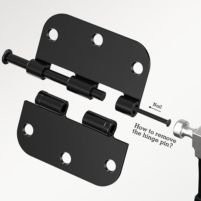 1 Pack Ball Bearing Door Hinges Matte Black 3.5 Inch 5/8" Radius Round Anti - Image 5