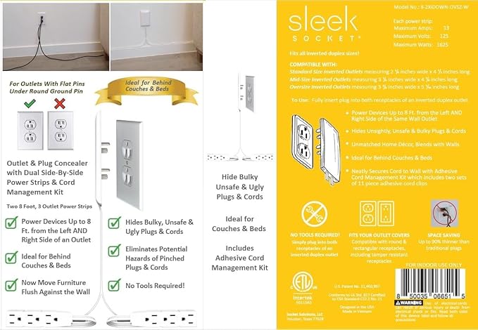 Sleek Socket Original & Patented Ultra-Thin Outlet Concealer - Image 6