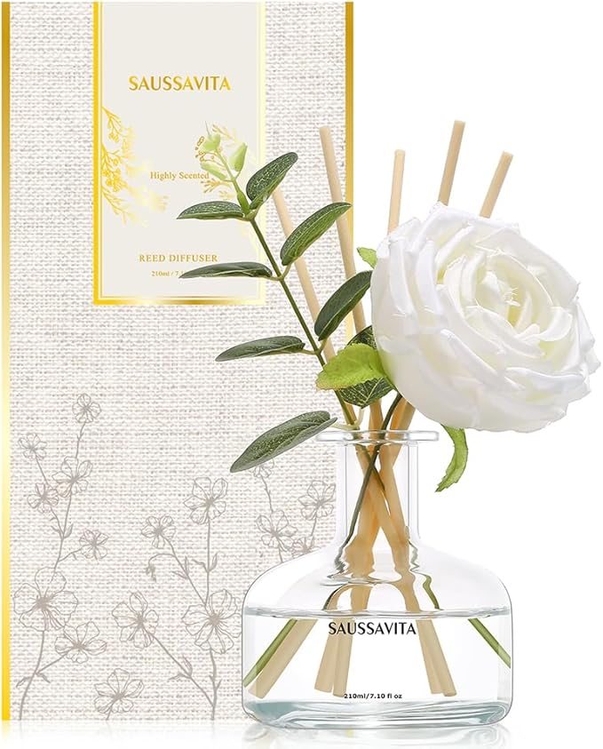 Reed Diffusers Set, 7.10 oz Flower Scented Diffuser by SAUSSVITA