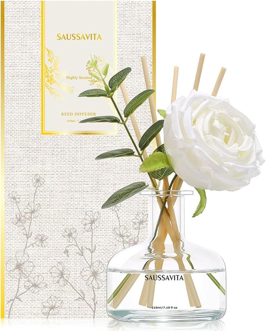 Reed Diffusers Set, 7.10 oz Flower Scented Diffuser by SAUSSVITA