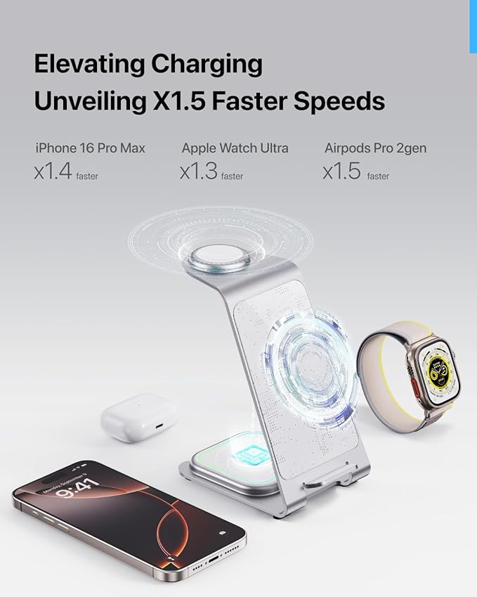 Intoval Aluminum 3 in 1 Wireless Charging Station - Image 8