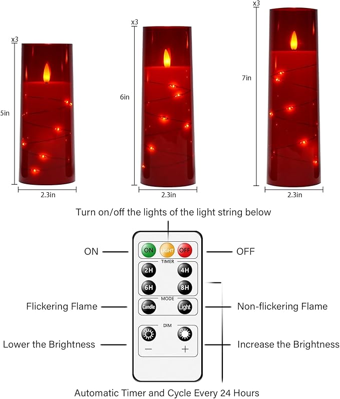 Flickering Flameless LED Candles, Battery Operated Candles 9 Pcs - Image 5