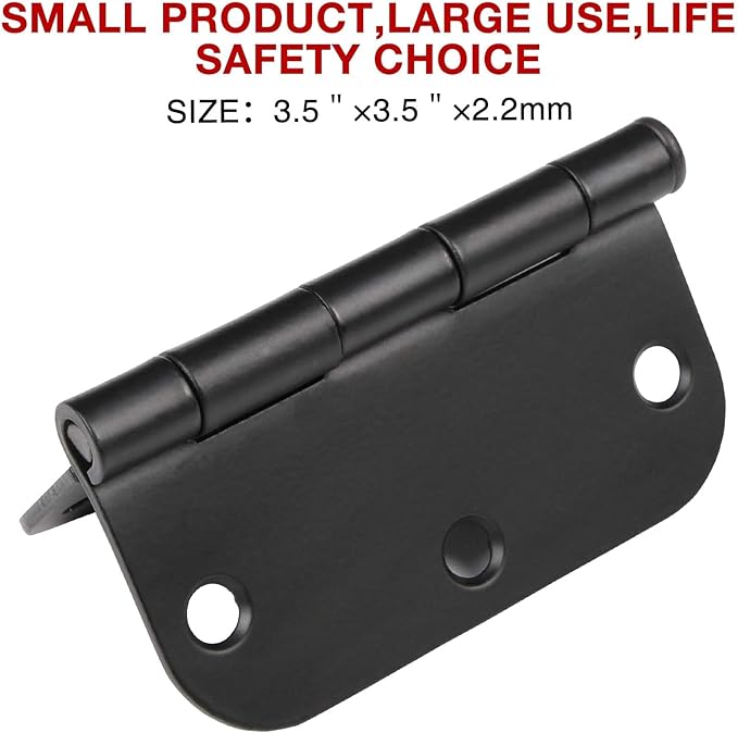 24 Pack Matte Black Door Hinges 3.5 x 3.5 Inch Interior 3 1/2 Inch Door Hinges - Image 3