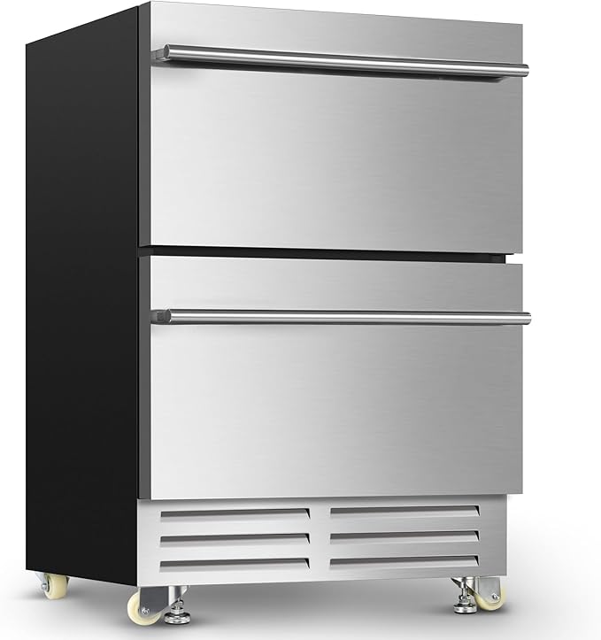 24 Inch Dual Drawer Fridge Under Counter by Velivi
