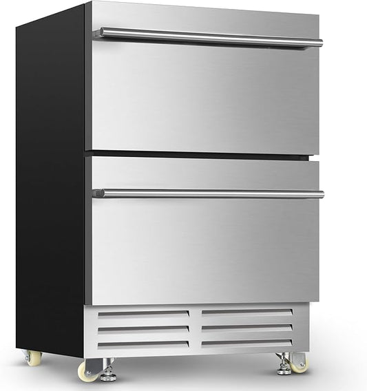 24 Inch Dual Drawer Fridge Under Counter by Velivi