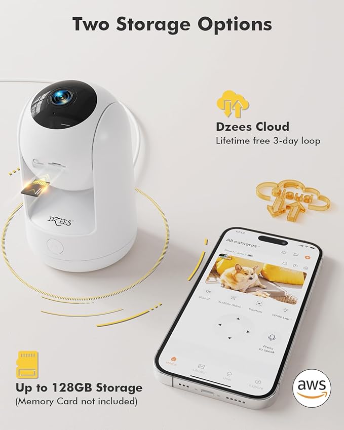 Dzees 5G/2.4G WiFi Indoor Security Camera Pet Camera No Subscription, 2K 360° - Image 9