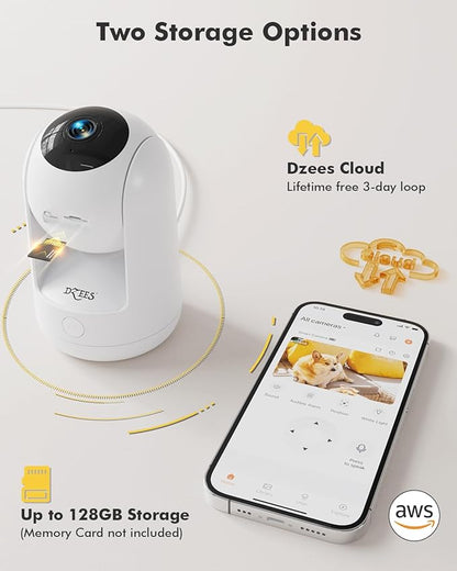 Dzees 5G/2.4G WiFi Indoor Security Camera Pet Camera No Subscription, 2K 360° - Image 9