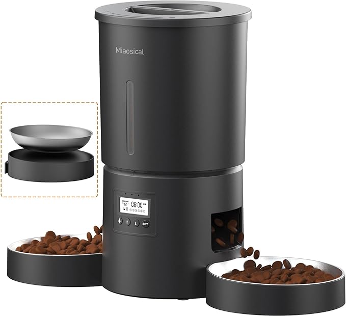 Dual Automatic Cat Feeder 2 Cats, 6 Meals/Day, 12 Portions/Meal, 4.2L Dual by Miaosical