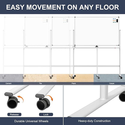 Dry Erase Whiteboard Easel on Wheels - Image 4