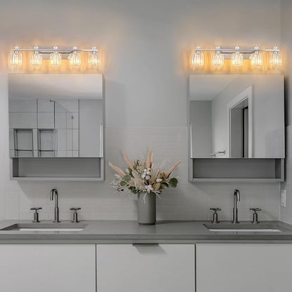 FDPBY Bathroom Vanity Lights 5-Light Chrome Modern Crystal Vanity Light - Image 3