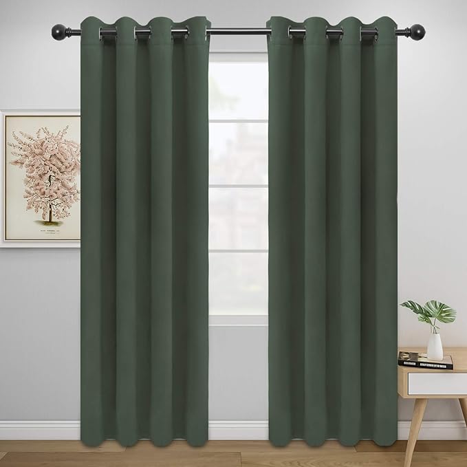 Easy-Going Blackout Curtains for Bedroom, Solid Thermal Insulated Grommet and by Easy-Going