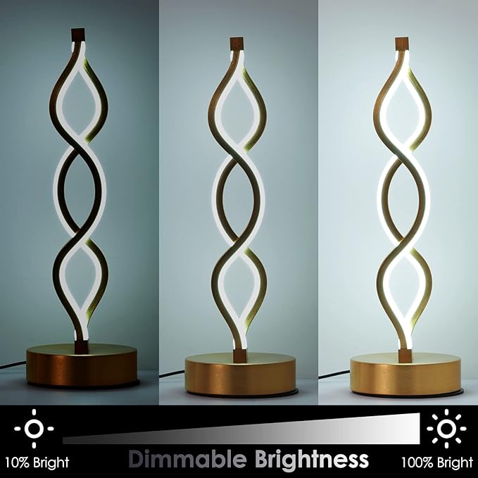 NUÜR Gold Lamps for Bedrooms Set of 2, Small Table Lamp, 3 Colour Temperature - Image 6