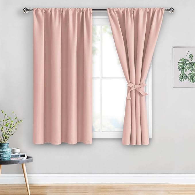 JIUZHEN Blush Pink Blackout Curtains by JIUZHEN
