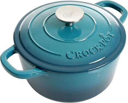 Crock-Pot Artisan 3-Quart Round Enameled Cast Iron Dutch Oven – Gradient Teal - Image 2