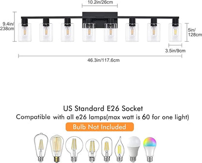 8 Light Bathroom Vanity Light, Matte Black Bathroom Vanity Lights Over Mirror - Image 3