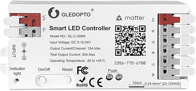 GLEDOPTO Alexa Connect Kit Matter LED Strip Light Controller RGBCCT PWM Dimming by GLEDOPTO